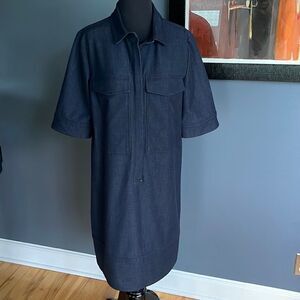 Halogen heavyweight black stretch denim-like shirt-style midi. Medium.